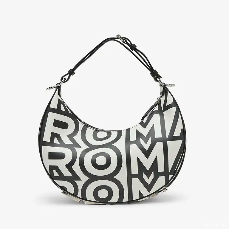 Cheap Bag Roma Fendigraphy Fendi Black Leather White In Hobo Small Fendi Capsule 0502